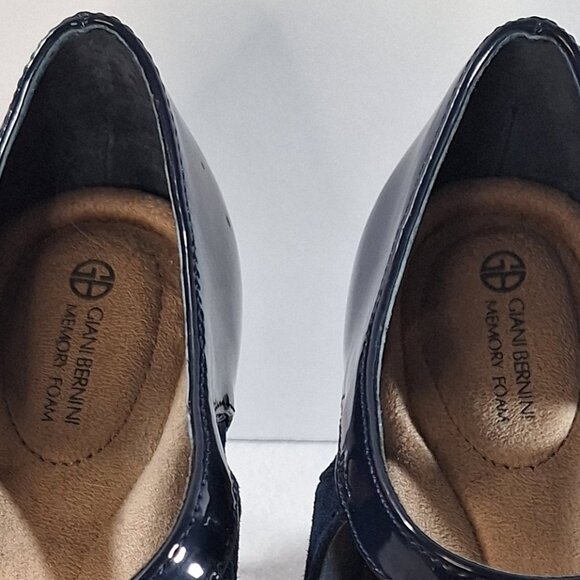Giani Bernini sz 8.5 Navy Blue Suede & Patent Colorblock Velmah Pumps, 3" Heel - Picture 7 of 14